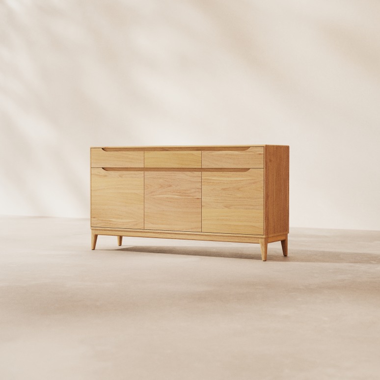 Gabrielle - Sideboard in solid light mango wood, 150 cm