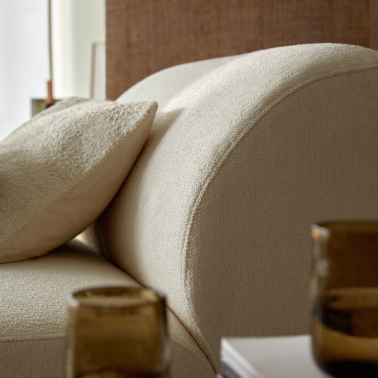 Vénus - Chauffeuse modulable en tissu écru, grand modèle