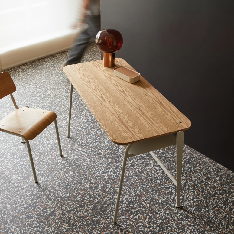 Mio - Bureau en frêne et métal cream