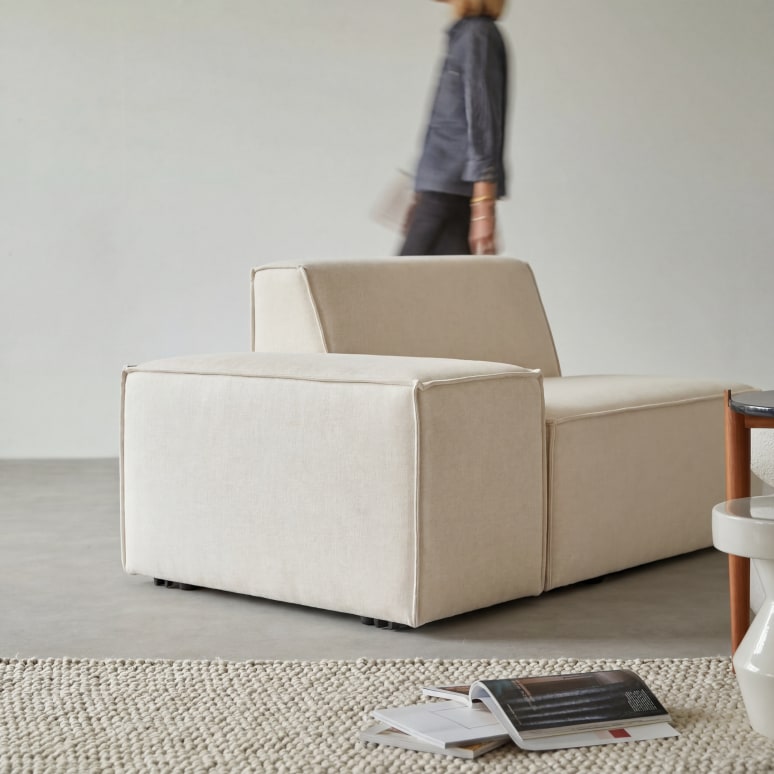 Dario - Bracciolo modulabile in tessuto beige