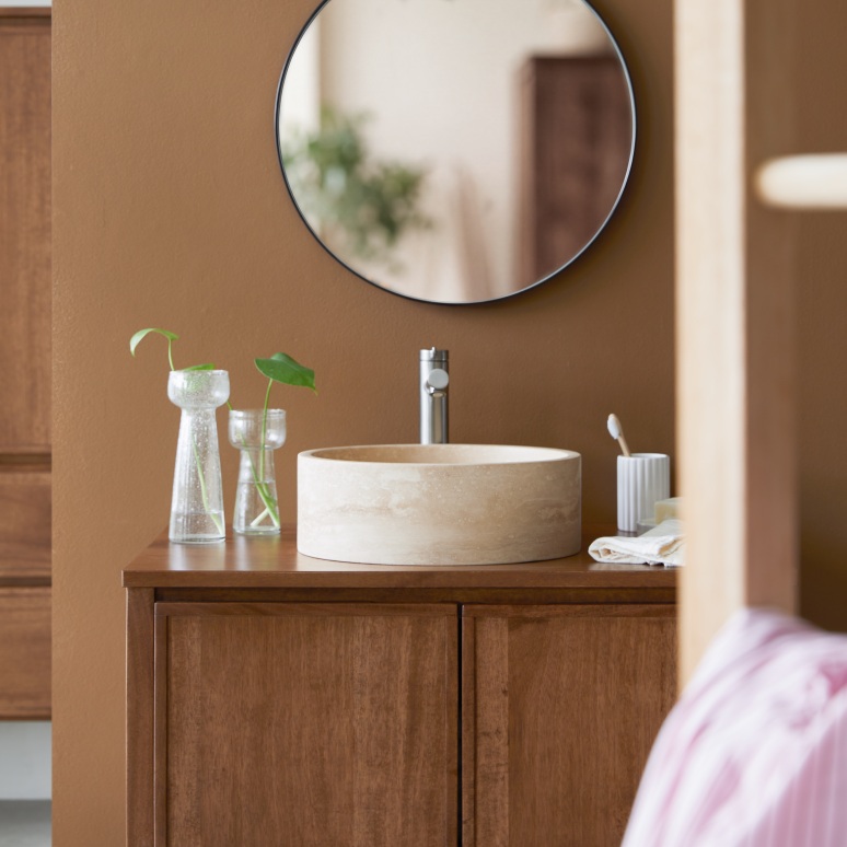 Travis - Lavabo rotondo in travertino ∅ 36 cm