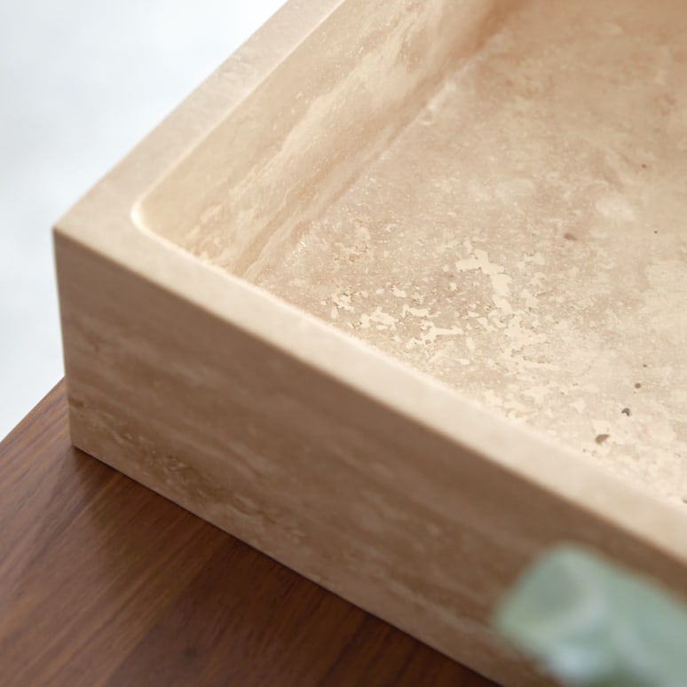 Slats - Lavabo quadrato in travertino L 41 cm