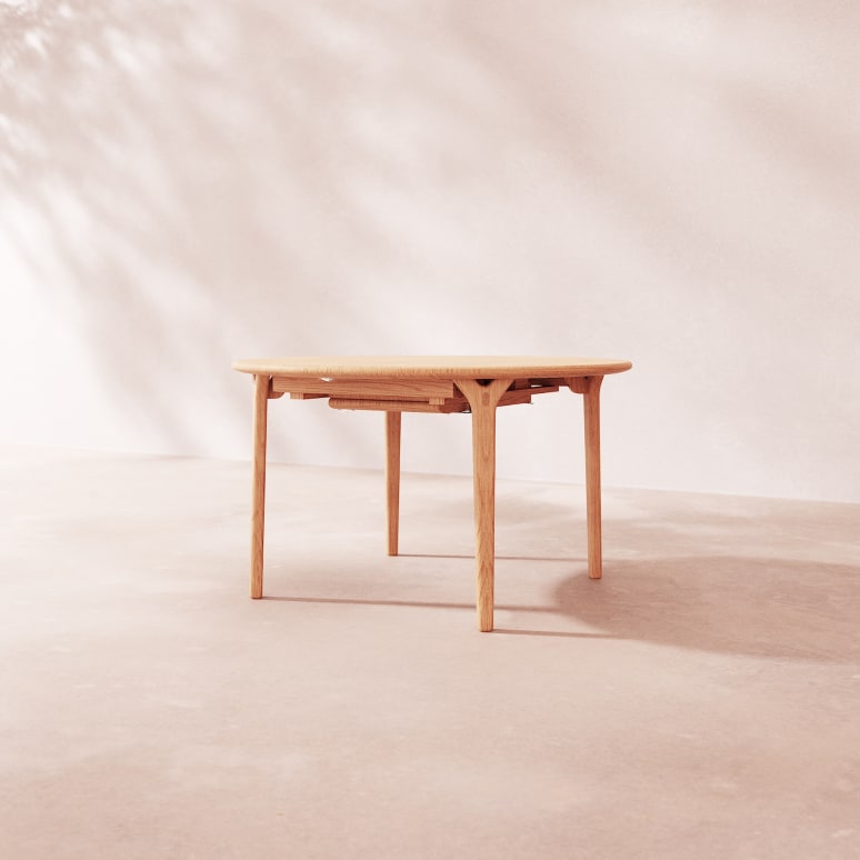 Clara - Table extensible en chêne massif ronde 4-8 pers.