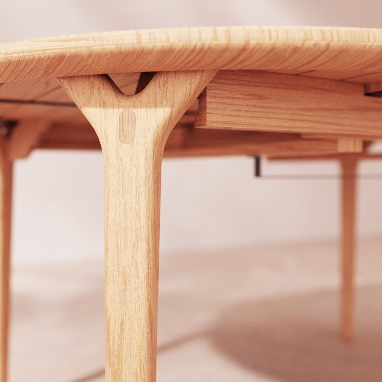 Clara - Round extending dining table in solid oak, 4-8 people