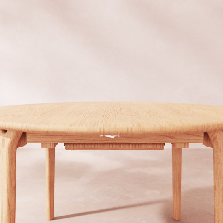 Clara - Tisch aus massivem Eichenholz, ausziehbar, rund, 4–8 Pers.