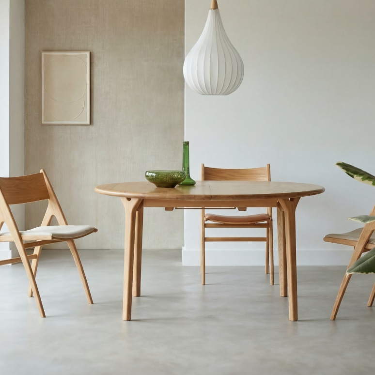 Clara - Table extensible en chêne massif ronde 4-8 pers.