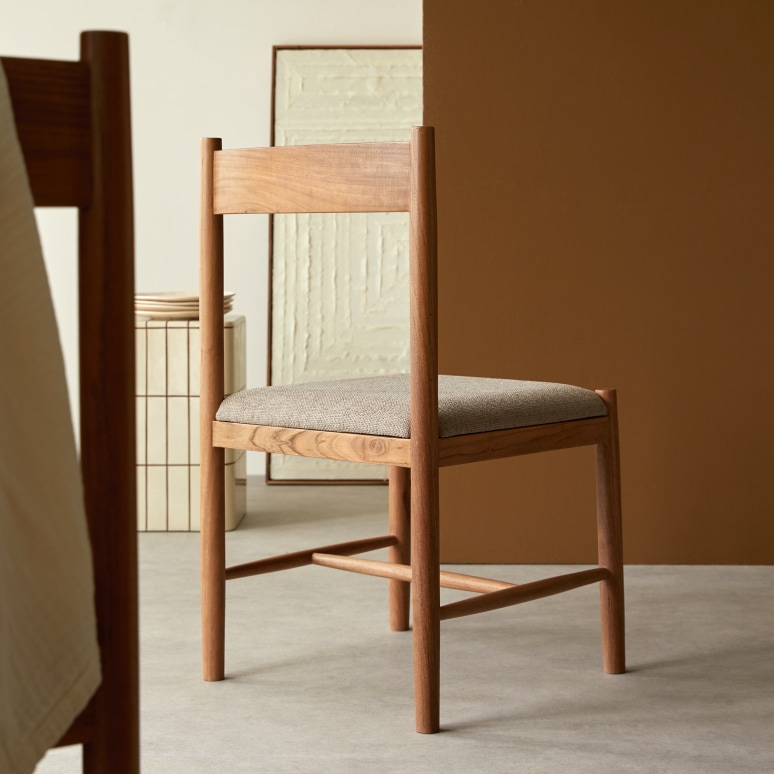 Emy - Chaise en acacia massif et tissu