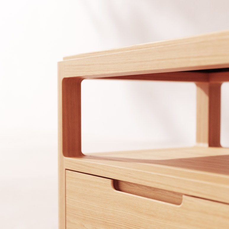 Arto - TV Stand in solid oak, 100 cm