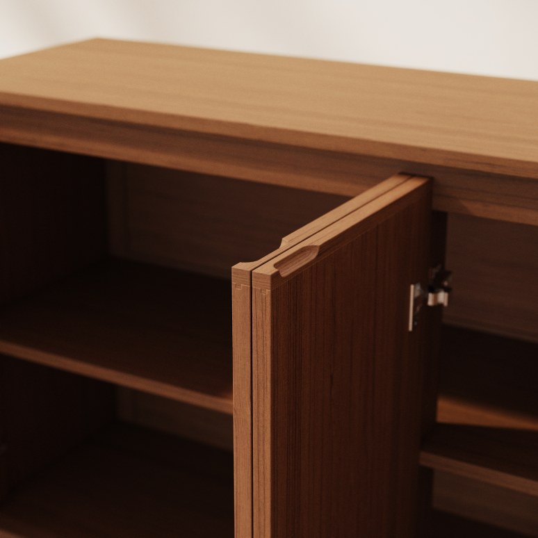 Jane - Buffet en teck massif foncé 160 cm