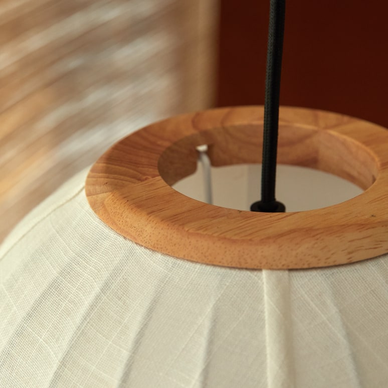 Elia - White pendant linen and oak 30 cm