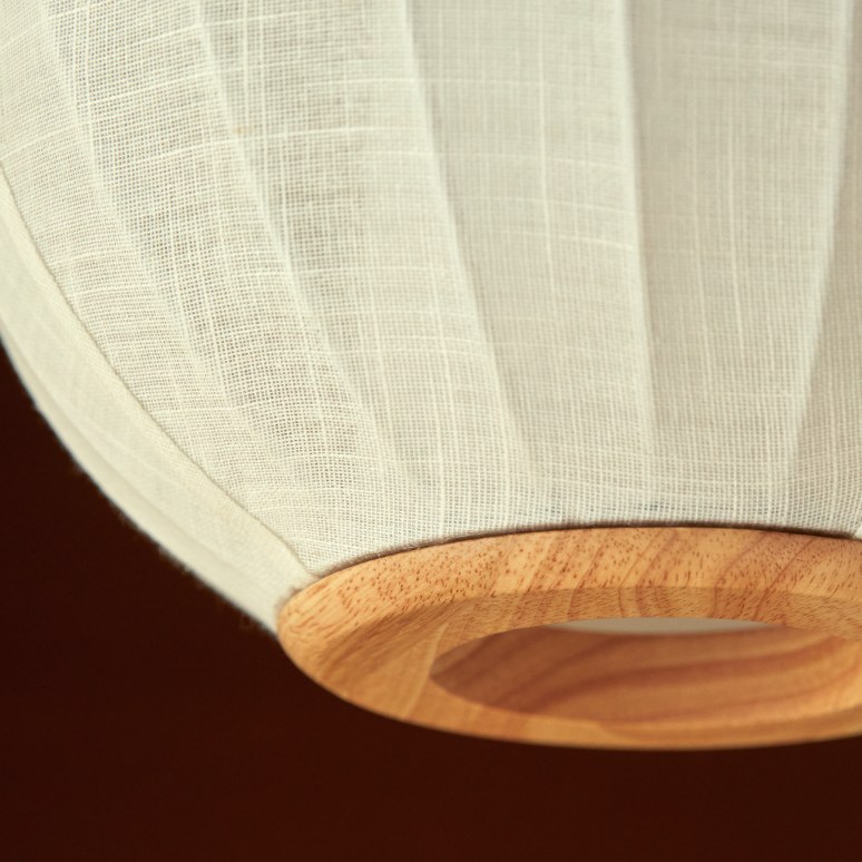 Elia - Hanglamp van wit linnen en eik 30 cm