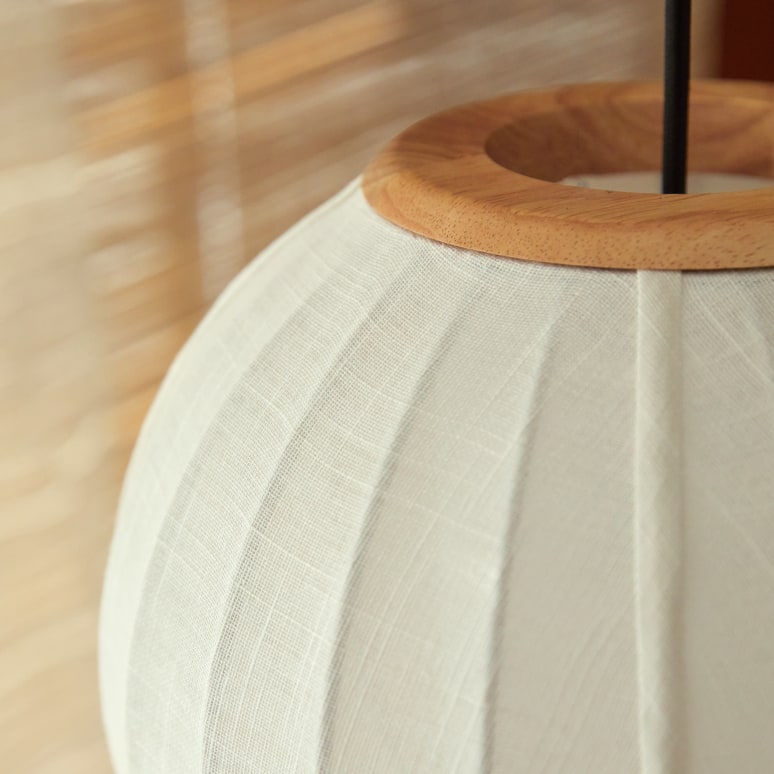 Elia - White pendant linen and oak 30 cm
