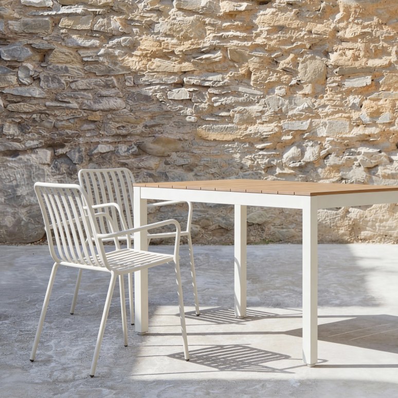 Naïs - Table de jardin en acacia massif et métal 6 pers.