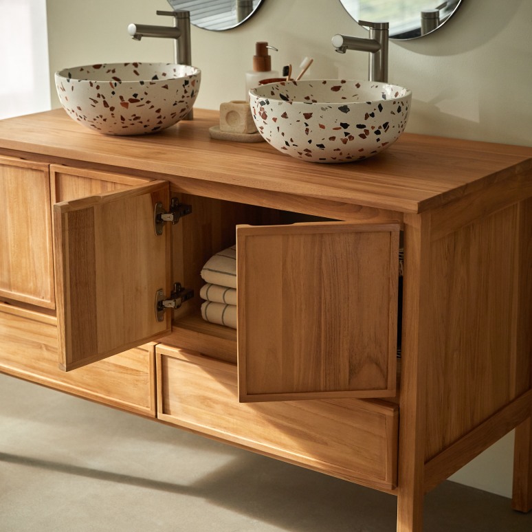 Jane - Waschtischunterschrank aus massivem Teakholz 120 cm