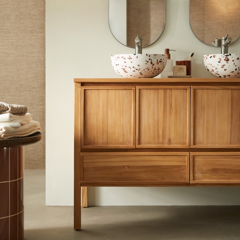 Jane - Waschtischunterschrank aus massivem Teakholz 120 cm