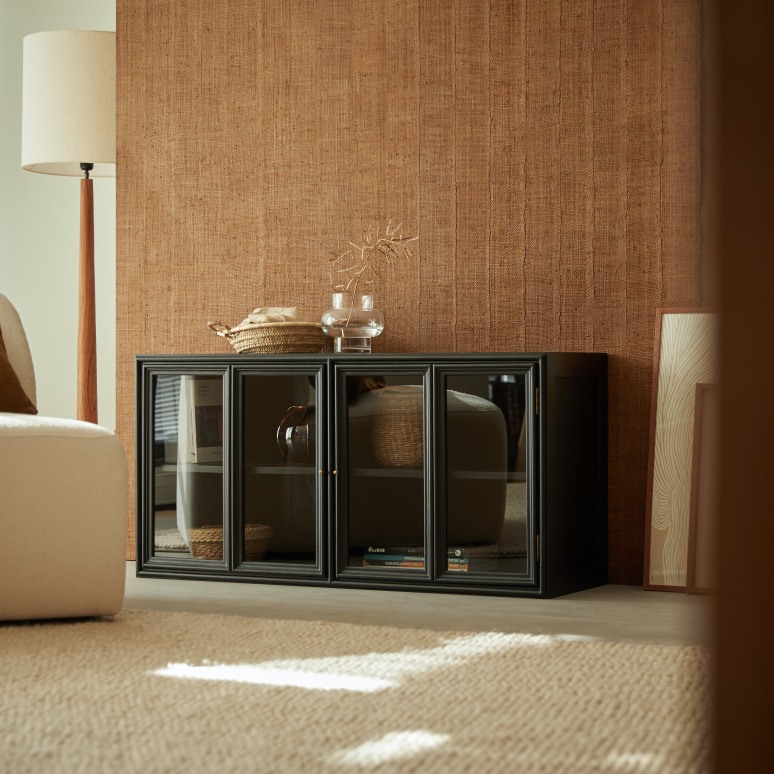Anna - Credenza bassa vetrina in mindi 120 cm
