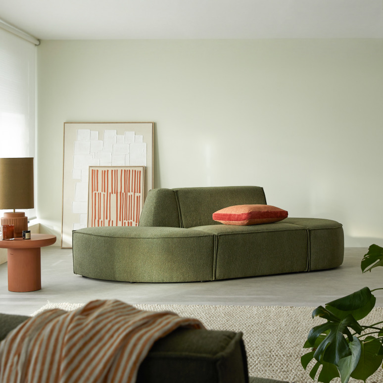 Dario - Two-seater modular bench seating in green-coloured fabric