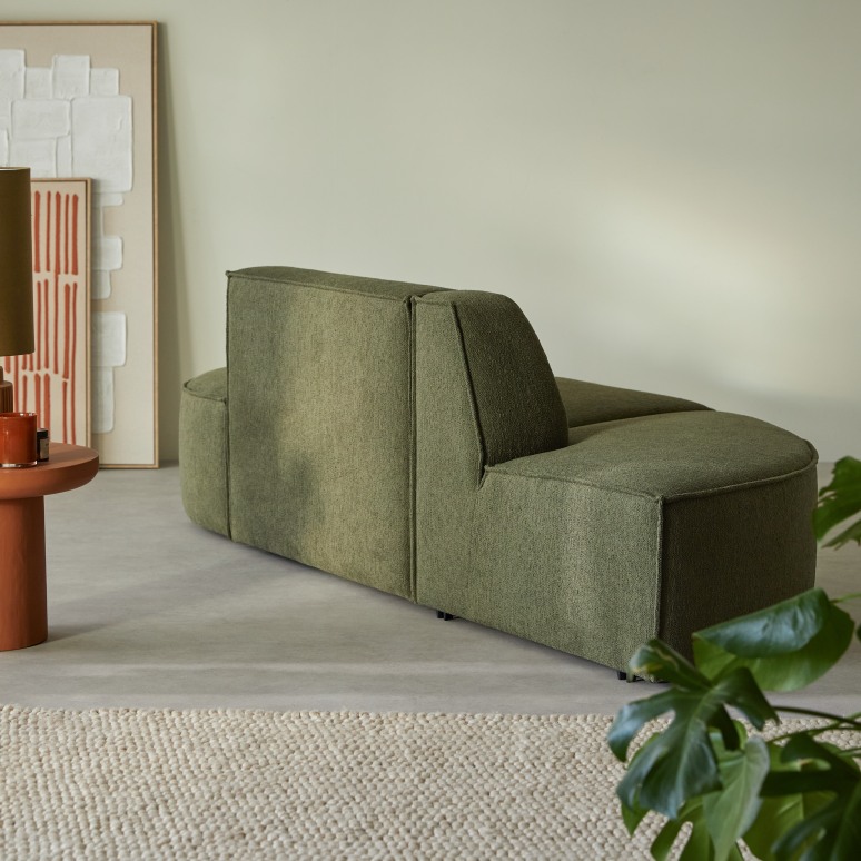 Dario - Two-seater modular bench seating in green-coloured fabric