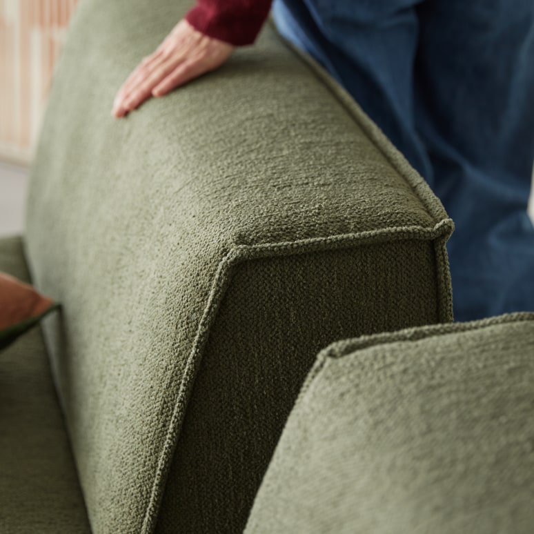 Dario - Two-seater modular bench seating in green-coloured fabric