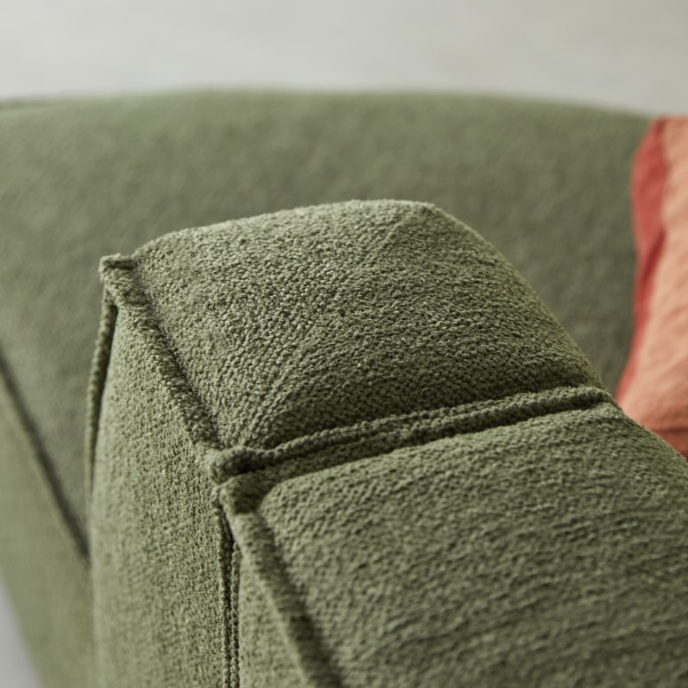 Dario - Two-seater modular bench seating in green-coloured fabric