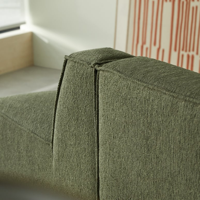 Dario - Two-seater modular bench seating in green-coloured fabric