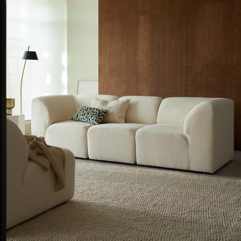 Vénus - Modulares 3-Sitzer-Sofa aus Ecru-Stoff