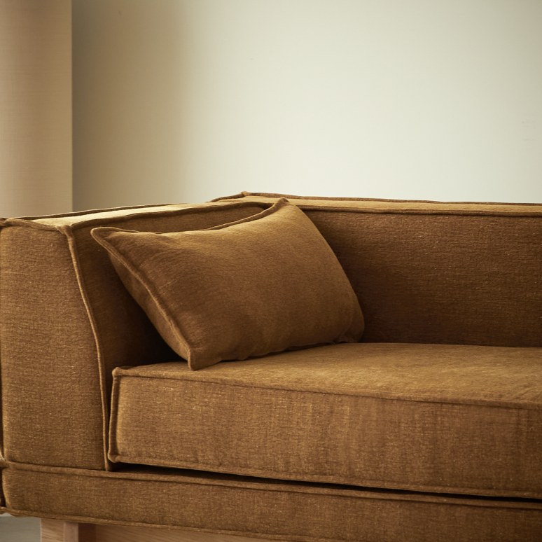 Miu - Chaise longue in rovere massello e tessuto ocra