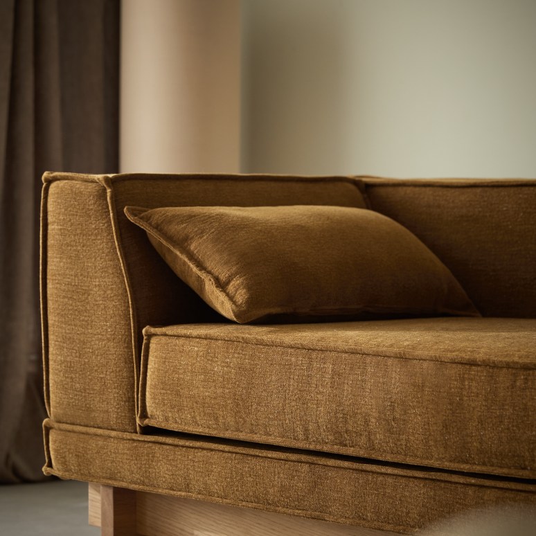 Miu - Chaise longue de roble macizo y tejido ocre