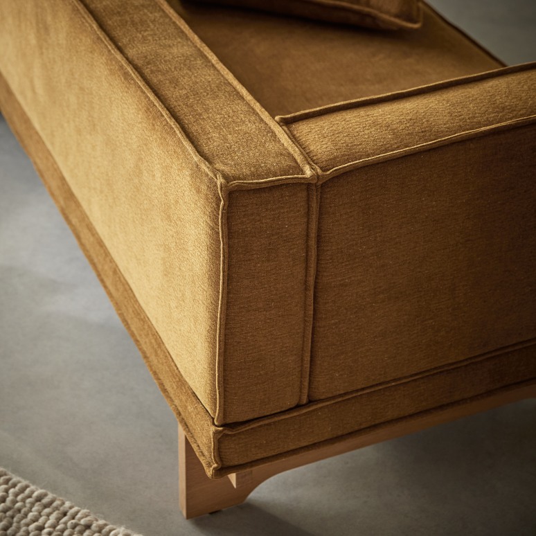 Miu - Méridienne en chêne massif et tissu ocre