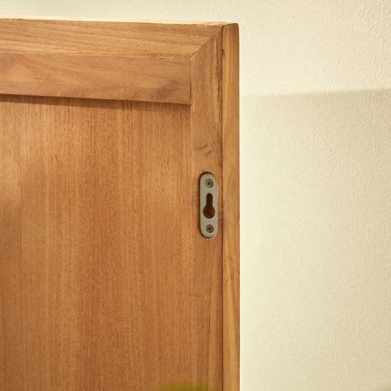 Galyno - Decoratieve halspiegel van teak 75x45 cm