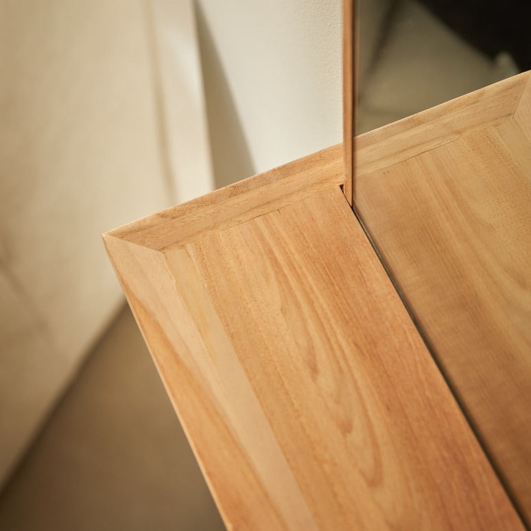 Galyno - Deko-Spiegel aus massivem Teak 75x45 cm