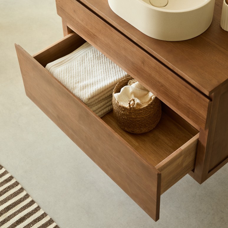 Jacob - Handwaschbecken-Unterschrank aus massivem Hevea 80 cm