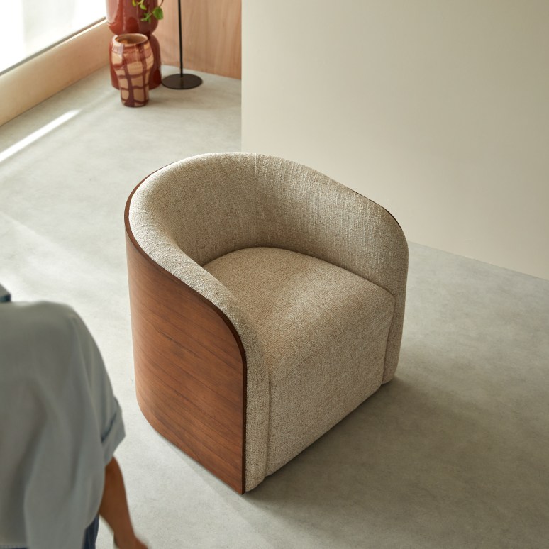 Paco - Poltrona girevole in mindi e tessuto