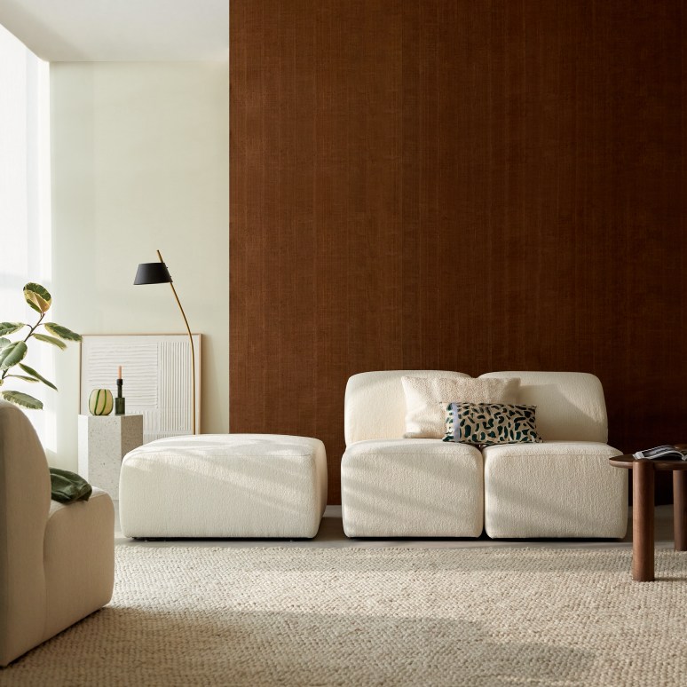 Vénus - Modulares 2-Sitzer-Sofa aus ecrufarbenem Stoff