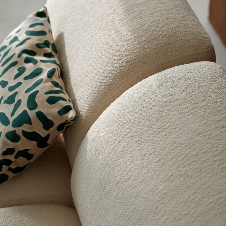 Vénus - Banquette modulable en tissu écru, 2 places