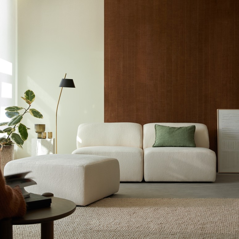 Vénus - Modulares 3-Sitzer-Sofa aus ecrufarbenem Stoff