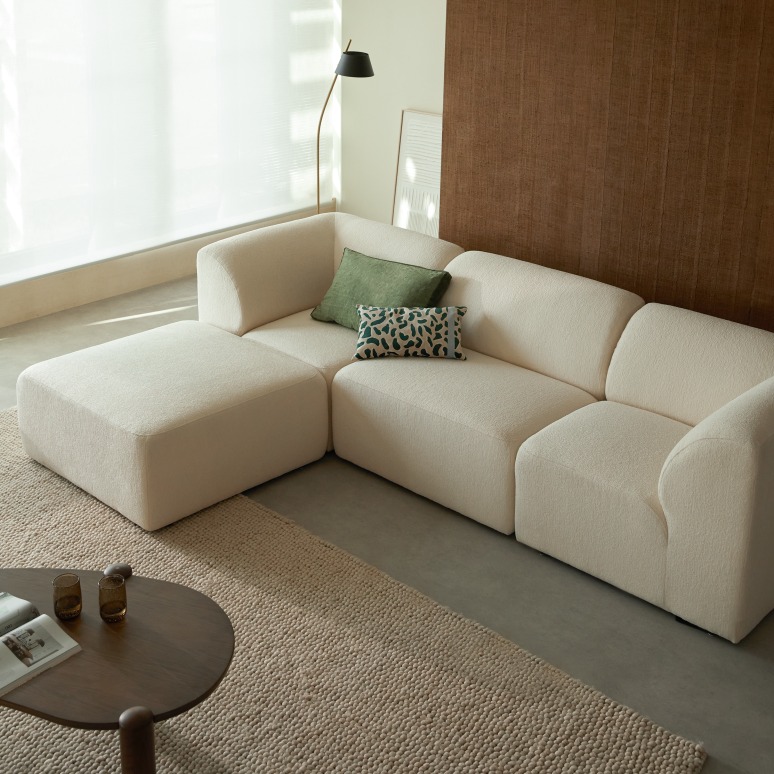 Vénus - Modulares  4-5 Sitzer-Sofa aus Ecru-Stoff
