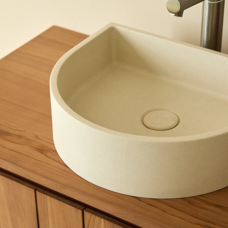 Jenna - Lavabo semicircolare in terrazzo cream l. 38 cm