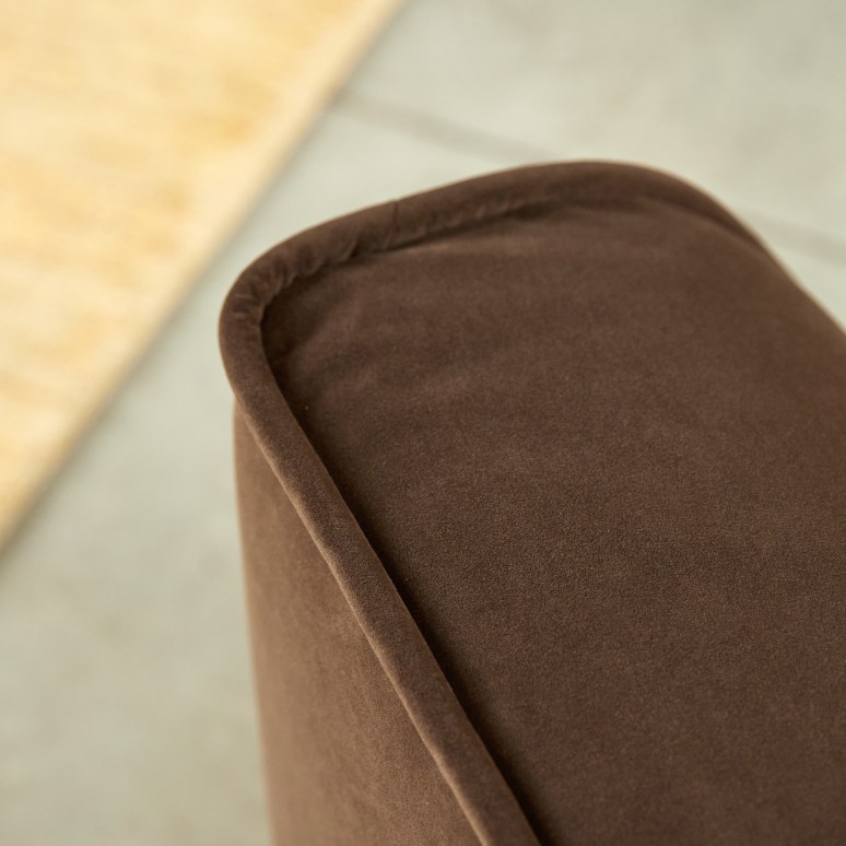 Quinto - Canapé modulable avec accoudoirs en tissu marron, 2 places