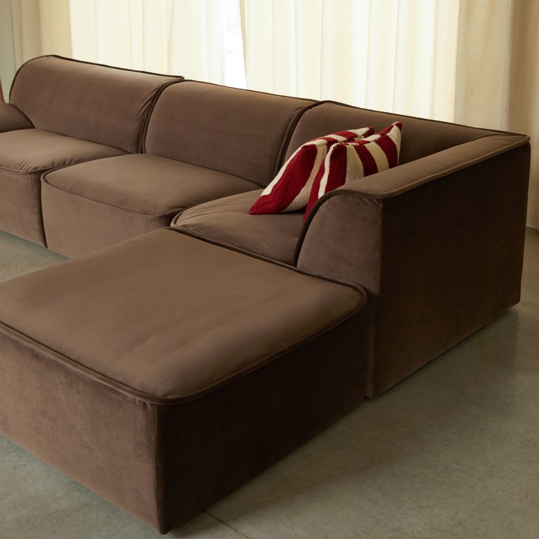 Quinto - Modulares Ecksofa aus braunem Stoff, 3-4 Sitzer