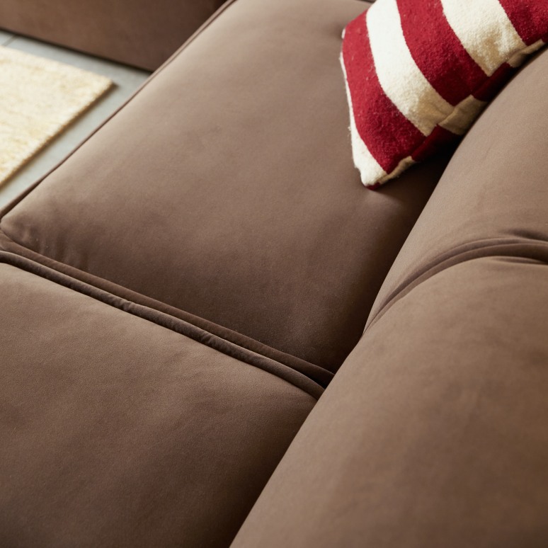 Quinto - Canapé d'angle gauche modulable en tissu marron, 3-4 places