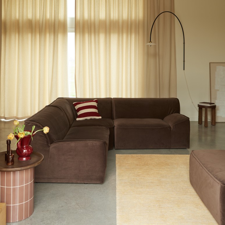 Quinto - Modulares Ecksofa aus braunem Stoff, 3 Sitzer