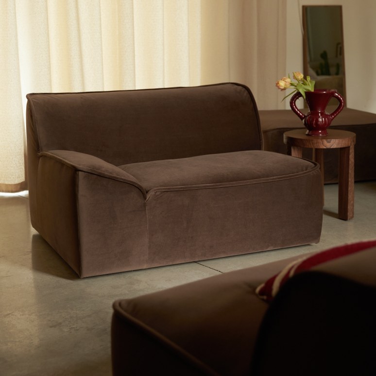 Quinto - Modulares Ecksofa aus braunem Stoff, 3 Sitzer