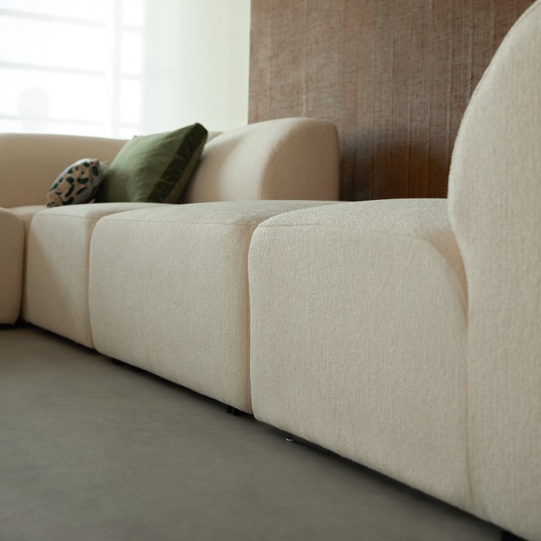 Vénus - Modulares 5-6 Sitzer-Sofa aus Ecru-Stoff