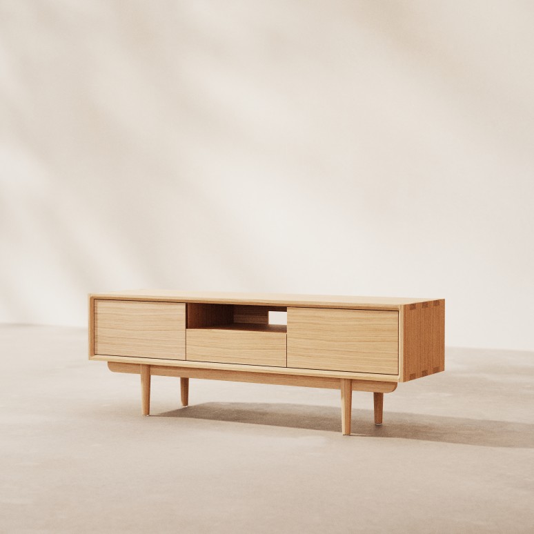 Ellie - Mueble de TV de roble macizo 125 cm