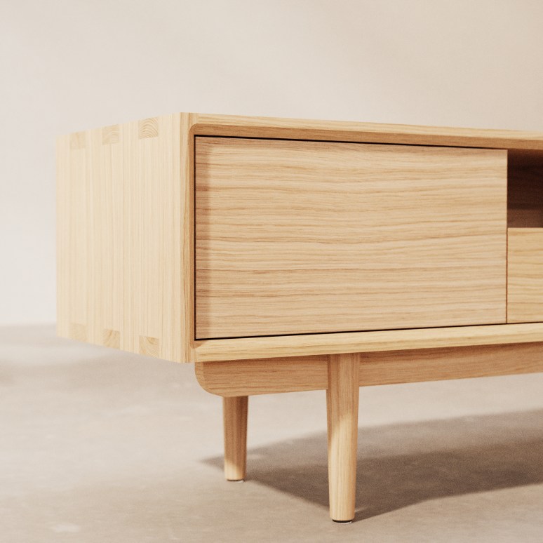 Ellie - Mobile TV in rovere massello 125 cm