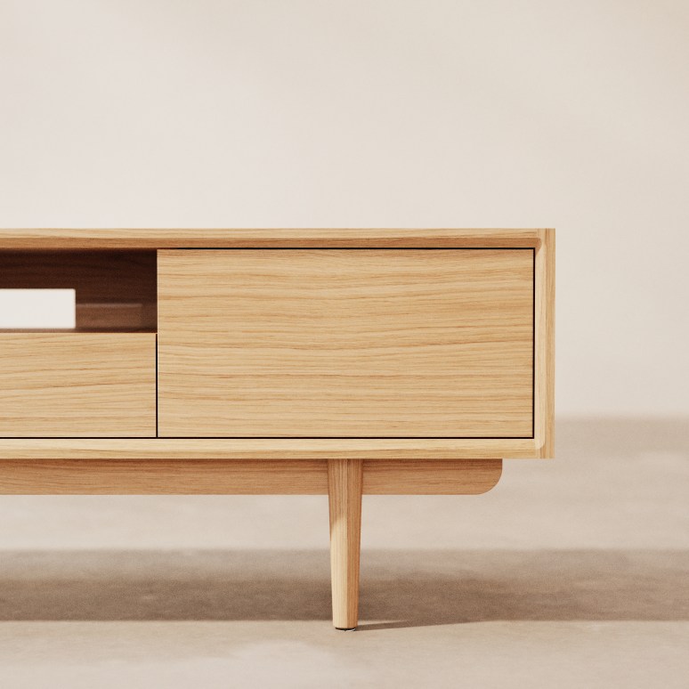 Ellie - Mueble de TV de roble macizo 125 cm