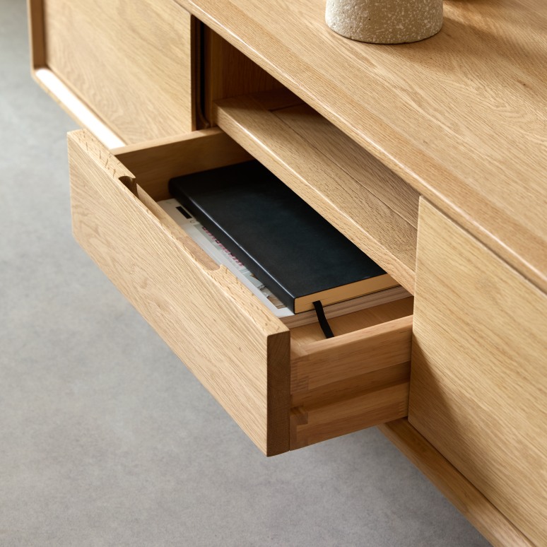 Ellie - Mueble de TV de roble macizo 125 cm