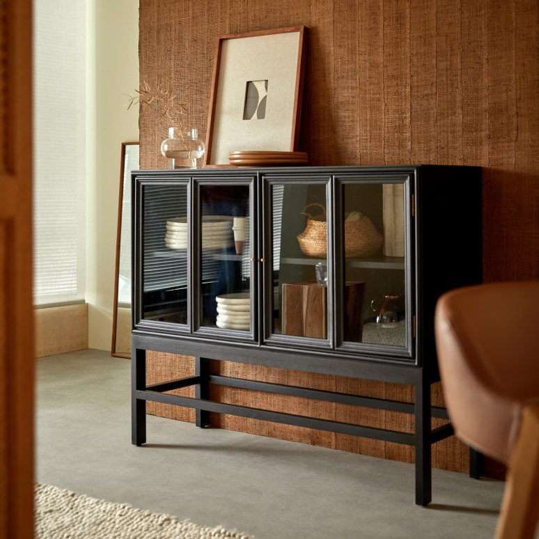 Anna - Glass-fronted Cabinet in mindi, 120 cm