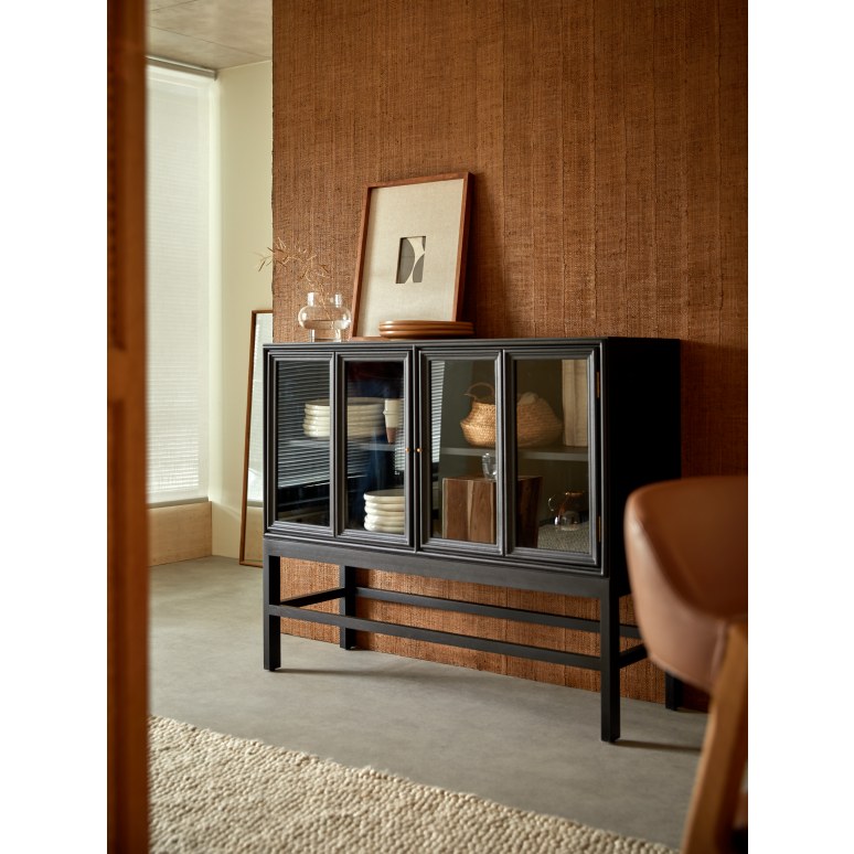 Anna - Credenza vetrina su piedini in mindi 120 cm